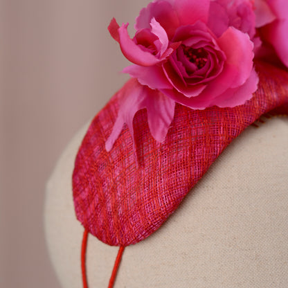 Pink and Red Floral Fascinator Bandeau