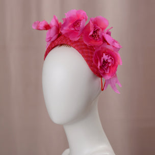 Pink and Red Floral Fascinator Bandeau