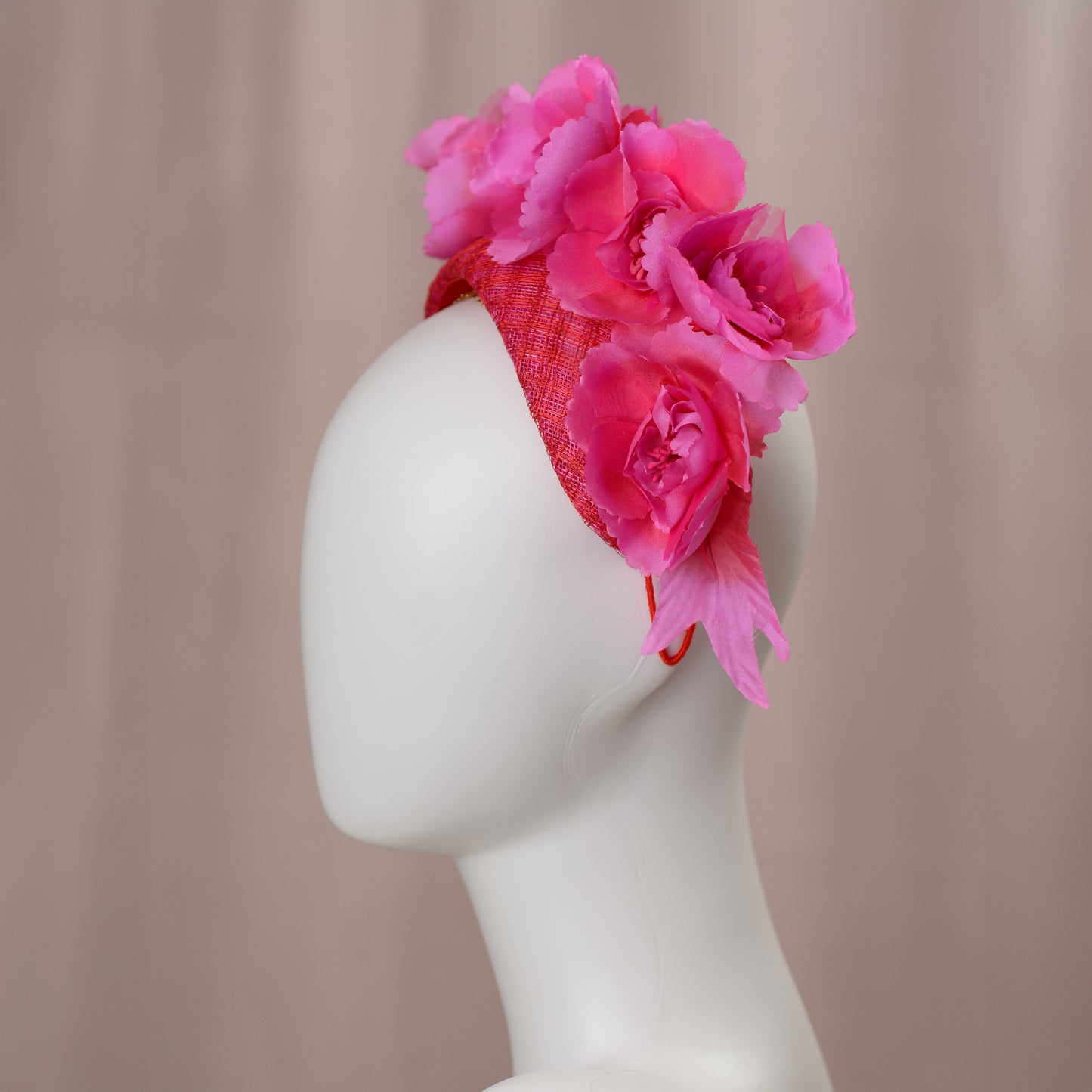 Pink and Red Floral Fascinator Bandeau