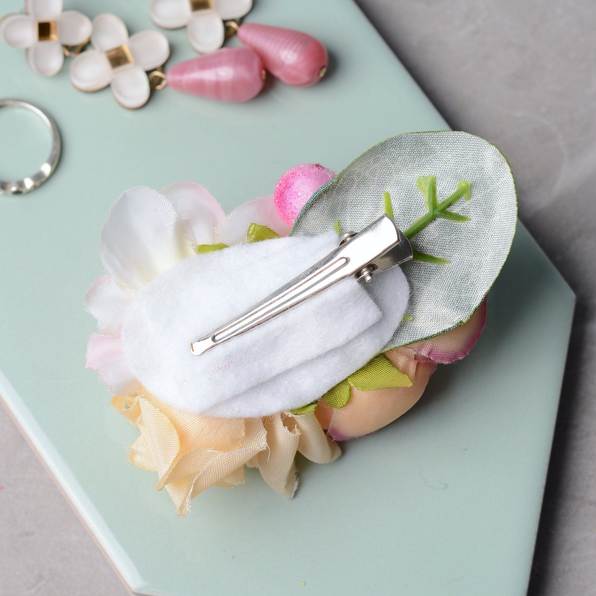 Ranunculus and Rose Flower Hair Clip in Soft Pink and Ivory | Silk Flower Hair Clip | Bridal Hair Clip | Bridesmaids Hair Clip | Flower Girl