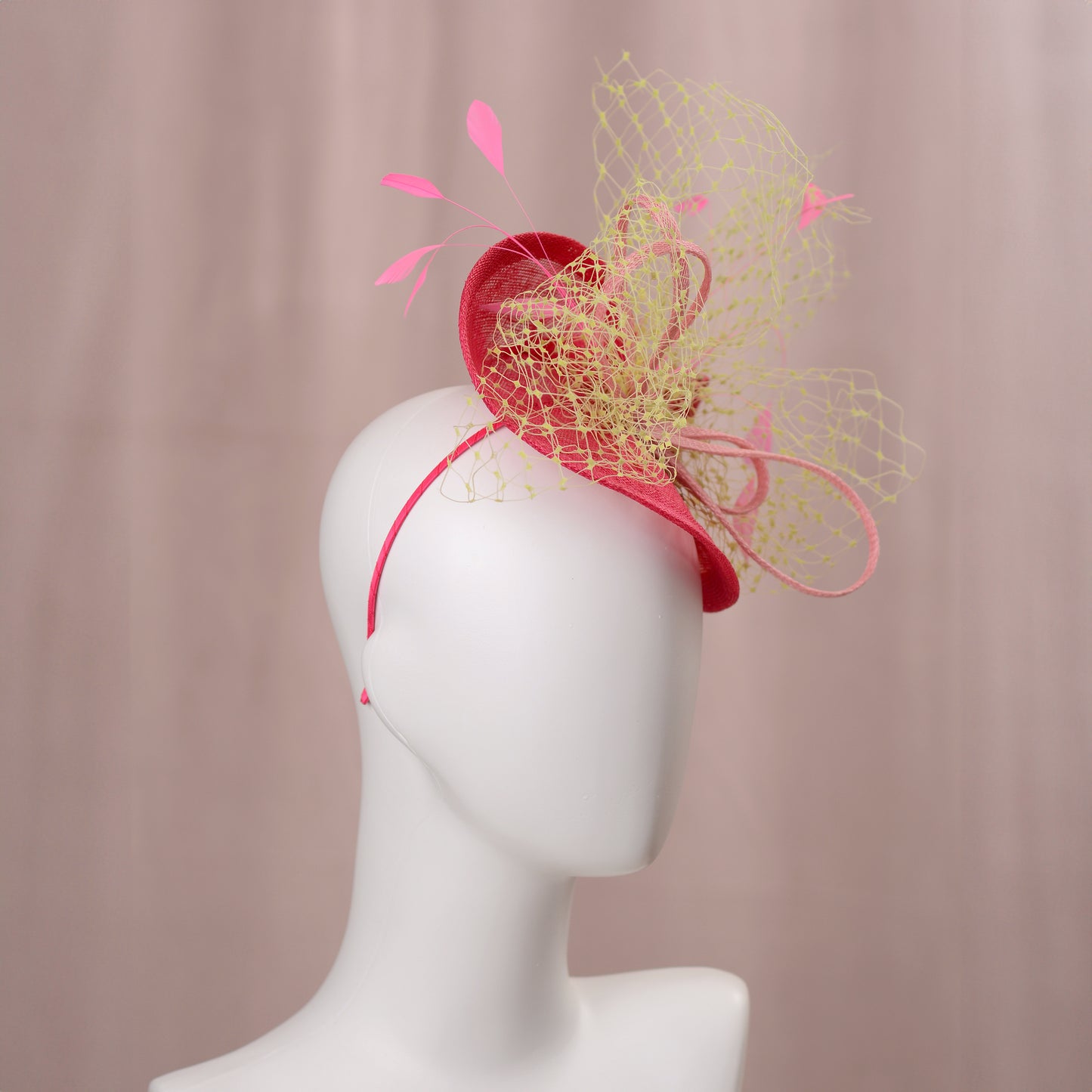 Pink and Yellow Saucer Fascinator