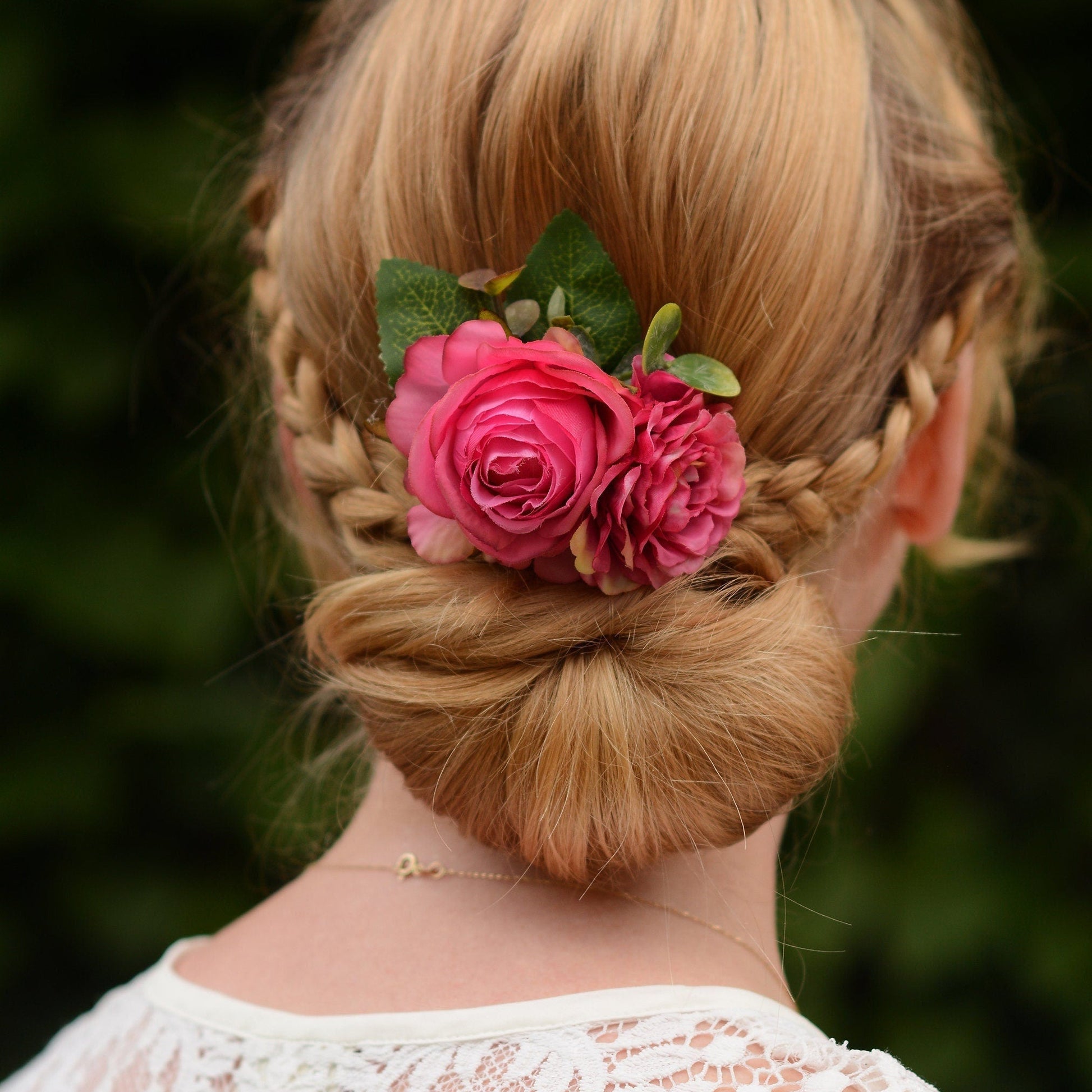 Bright Pink Rose and Peony Flower Hair Clip | Silk Flower Hair Clip | Bridal Hair Clip | Bridesmaids Hair Clip | Flower Girl