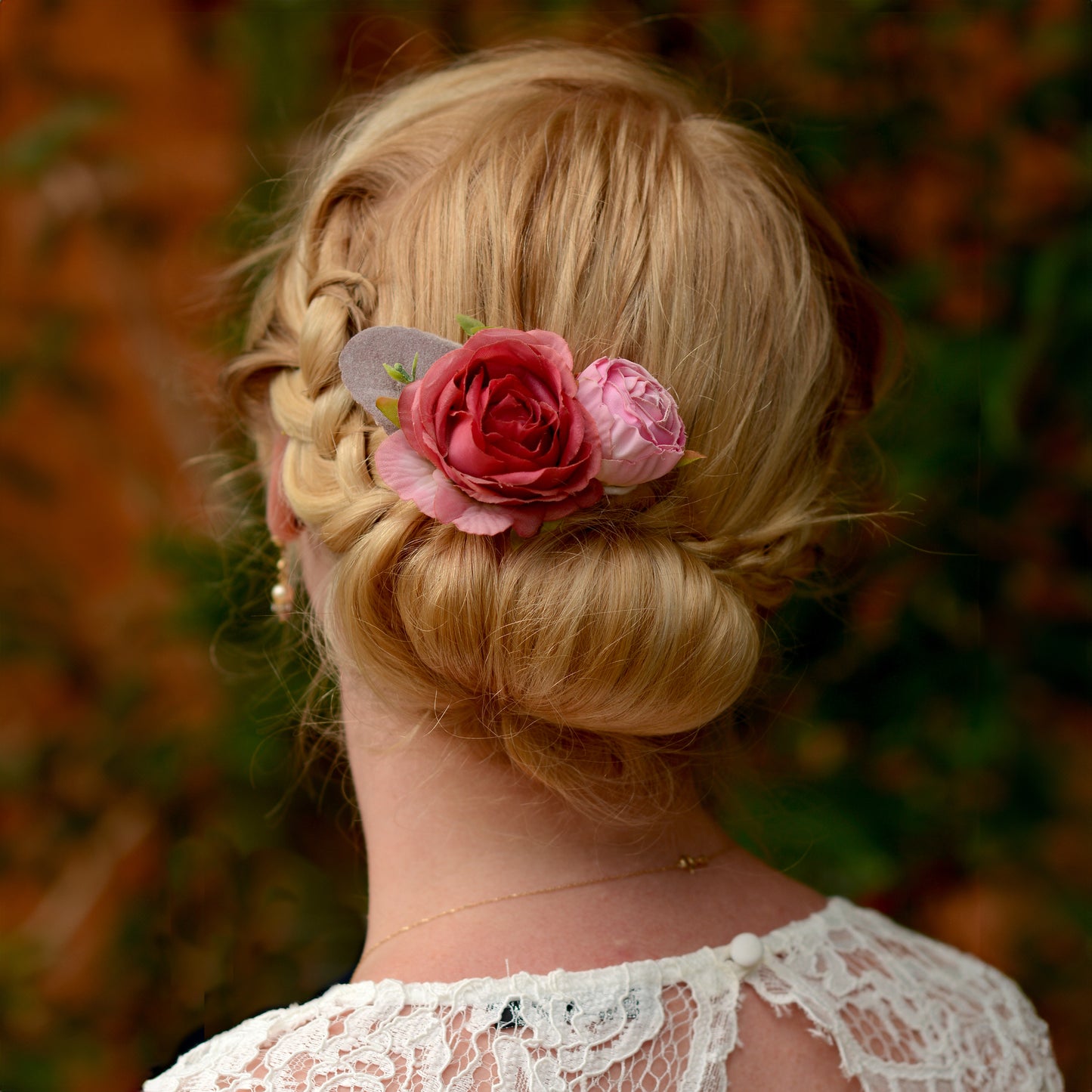 Lipstick Pink Rose Flower Hair Clip
