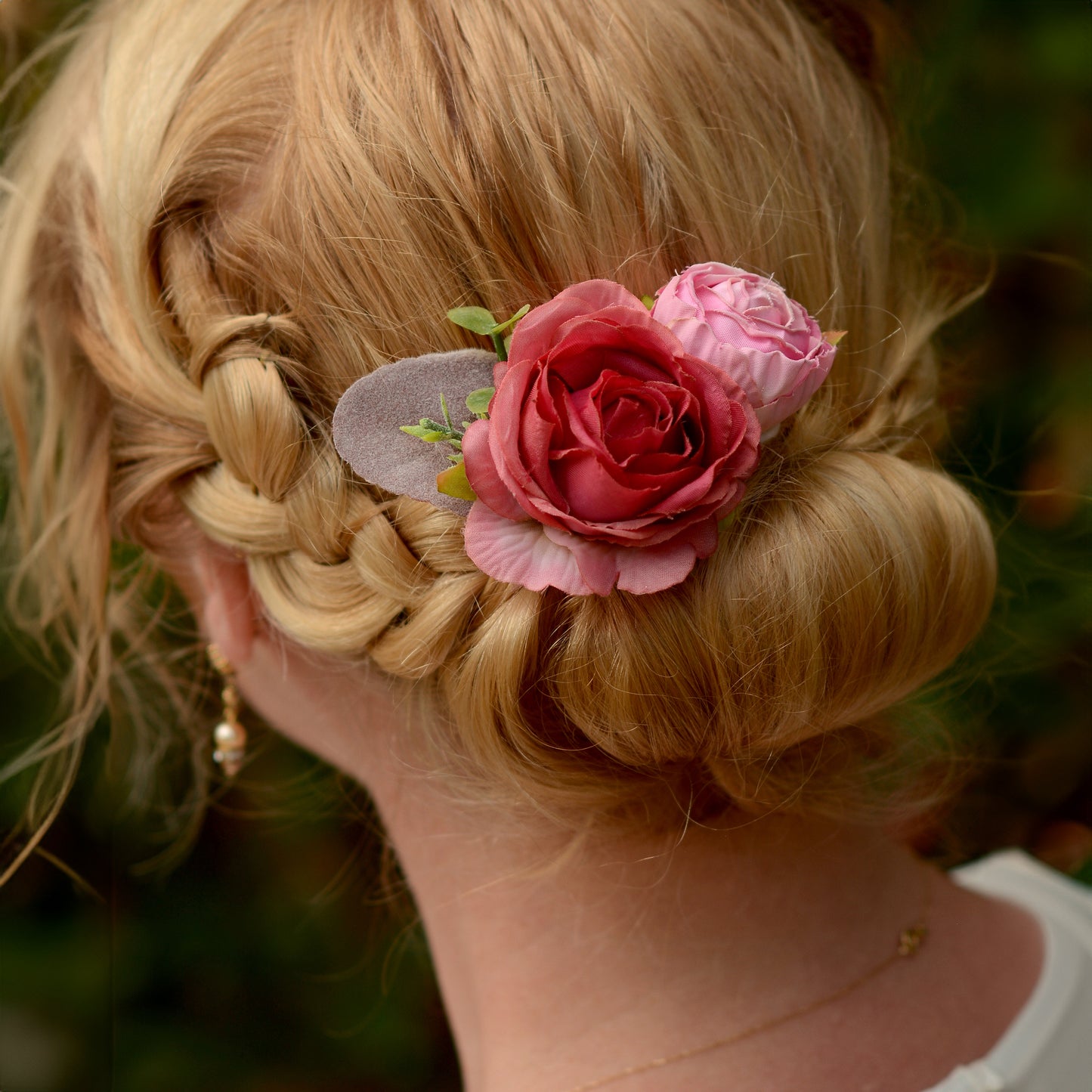 Lipstick Pink Rose Flower Hair Clip