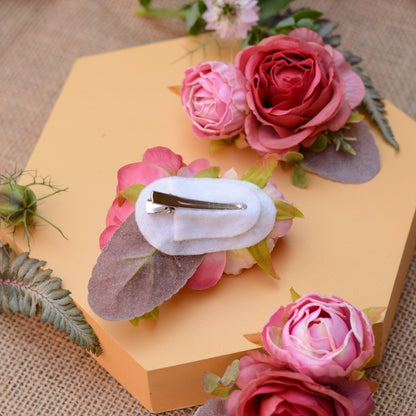 Lipstick Pink Rose Flower Hair Clip