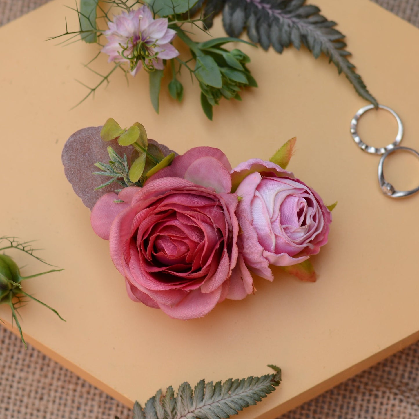 Lipstick Pink Rose Flower Hair Clip