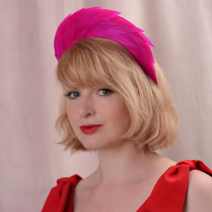 Magenta Pink Feather Halo Headband