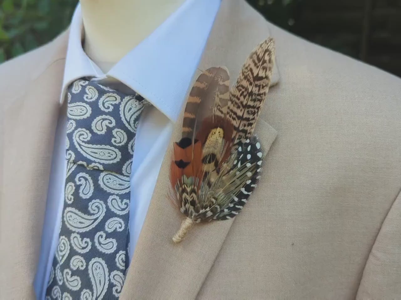 Natural Pheasant Feather Pin / Hat Pin | Pheasant Feather Boutonniere | Pheasant Feather Brooch
