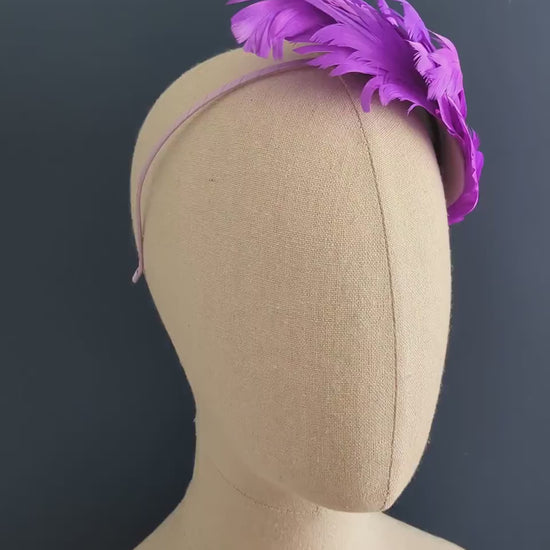 Cosmic Purple Feather Fascinator Headband No.014 | Purple Feather Headband | Purple Feather Headpiece