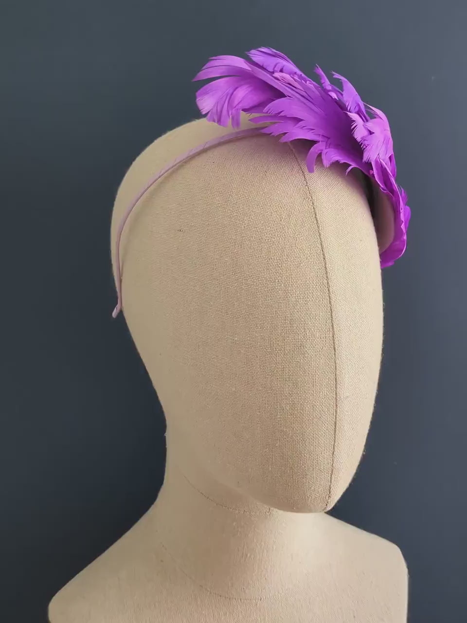 Cosmic Purple Feather Fascinator Headband No.014 | Purple Feather Headband | Purple Feather Headpiece