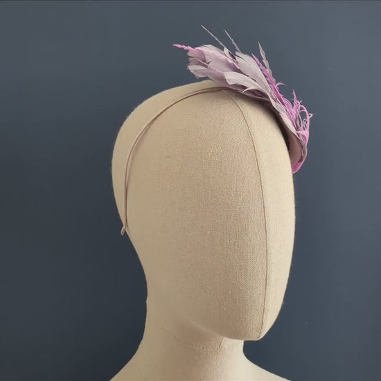 Ombre Grey and Lavender Purple Feather Fascinator Headband No.011 | Grey Feather Headband | Purple Feather Headpiece