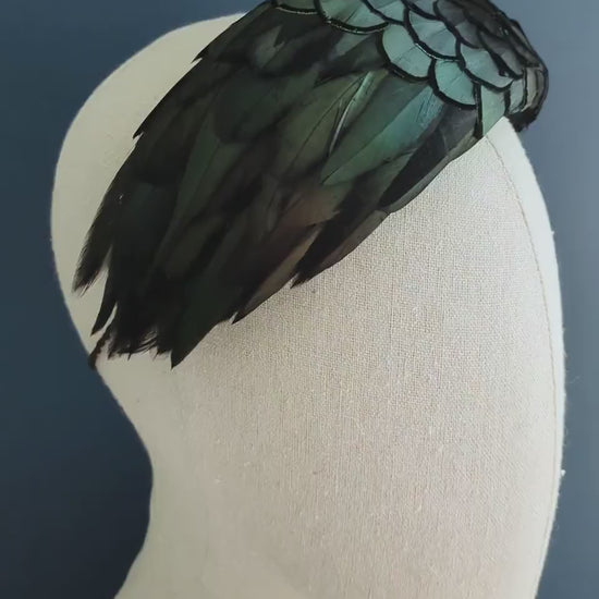 Black / Green Pheasant Feather Bandeau Headband Fascinator | Pheasant Feather Hat | Wedding Fascinator