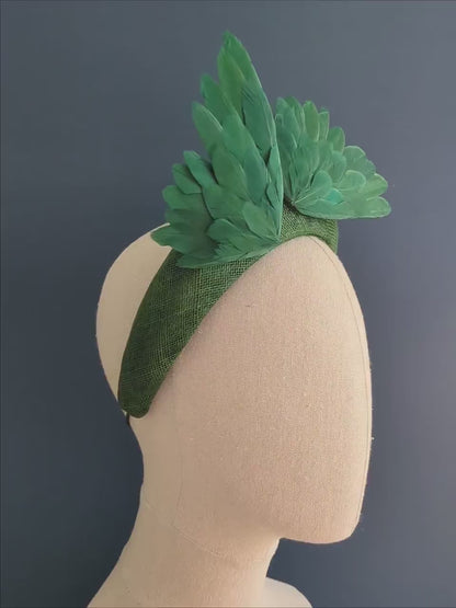 Bird Wing Green Halo Bandeau Fascinator Headband
