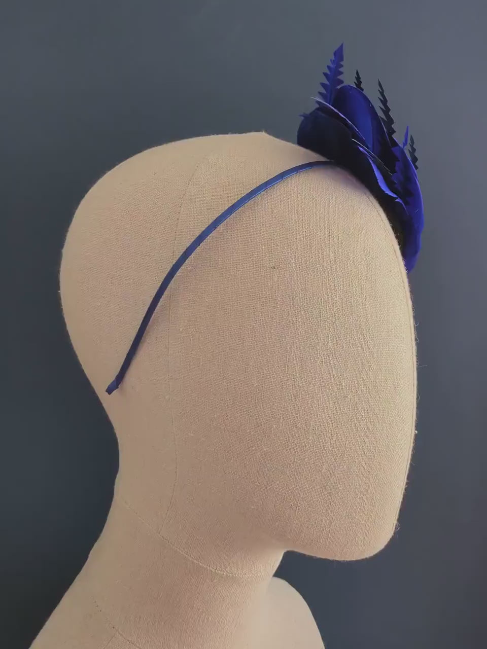 Cobalt Blue Feather Fascinator Headband No.006 | Blue Feather Headband | Blue Feather Headpiece