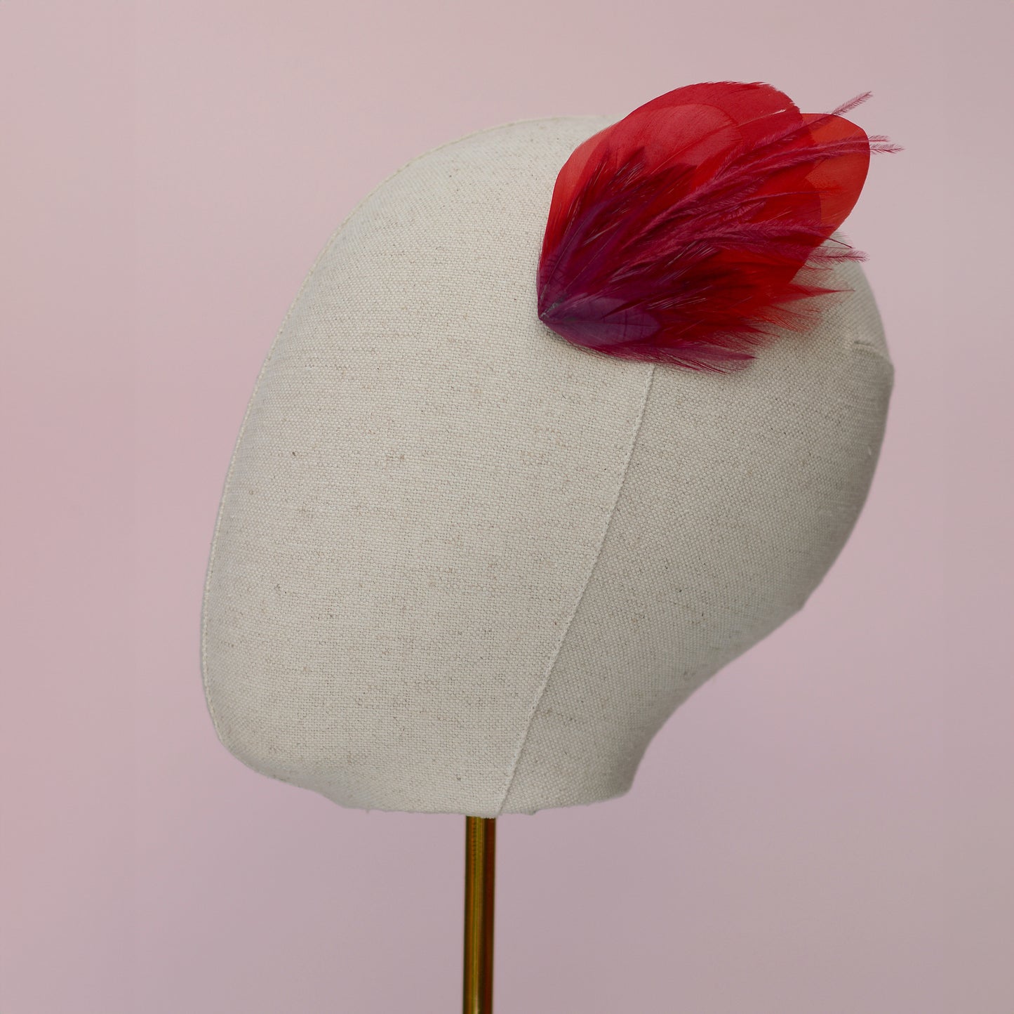 Red and Crimson Feather Hair Clip No.27
