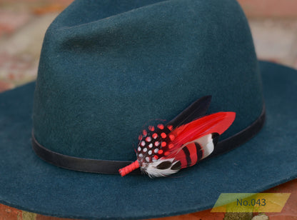 Red Feather Boutonniere / Hat Pin No.033, No.043, No.44 & No.052