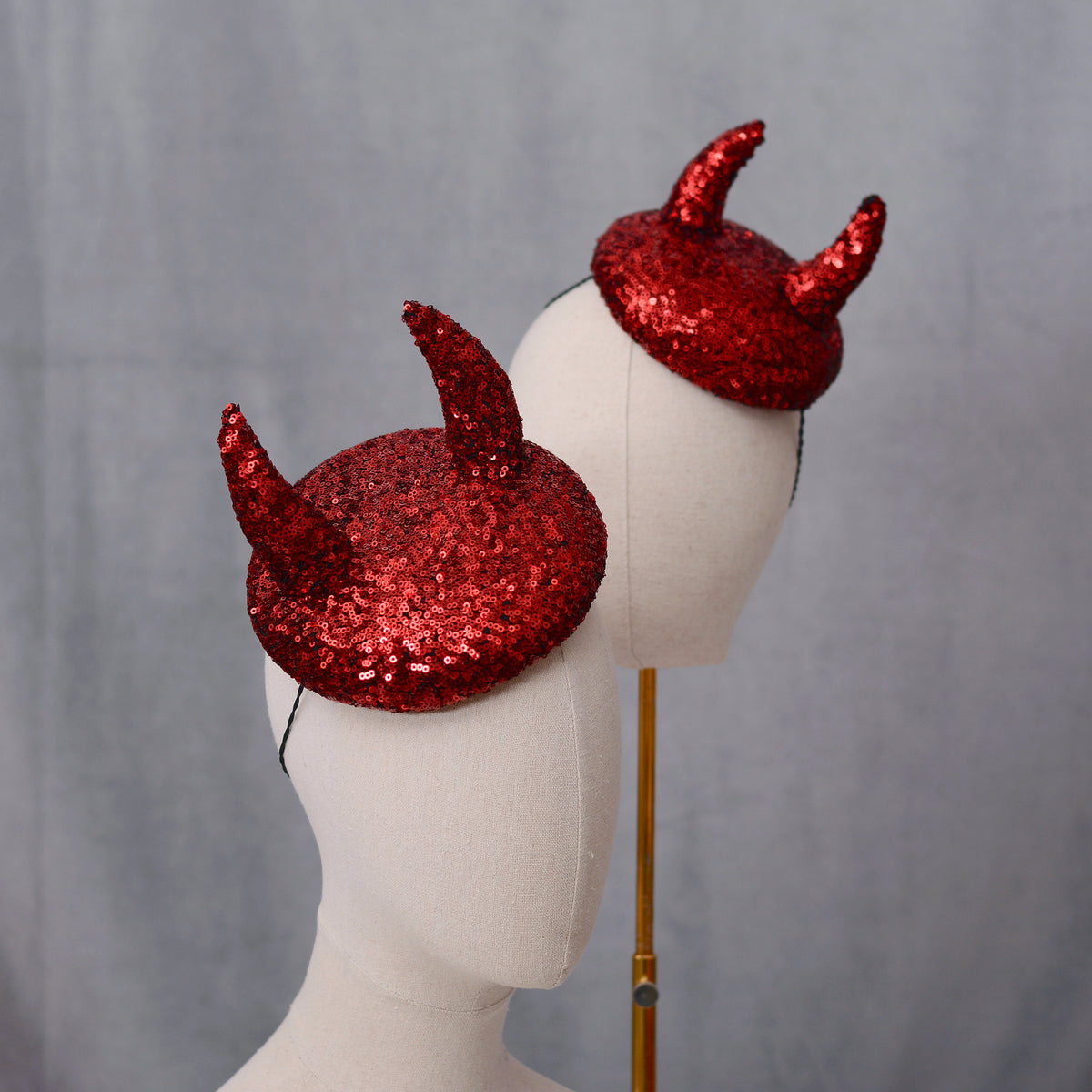 Lillith - Red Devil Sequin Beret Hat Button Fascinator - Devil Costume - Halloween