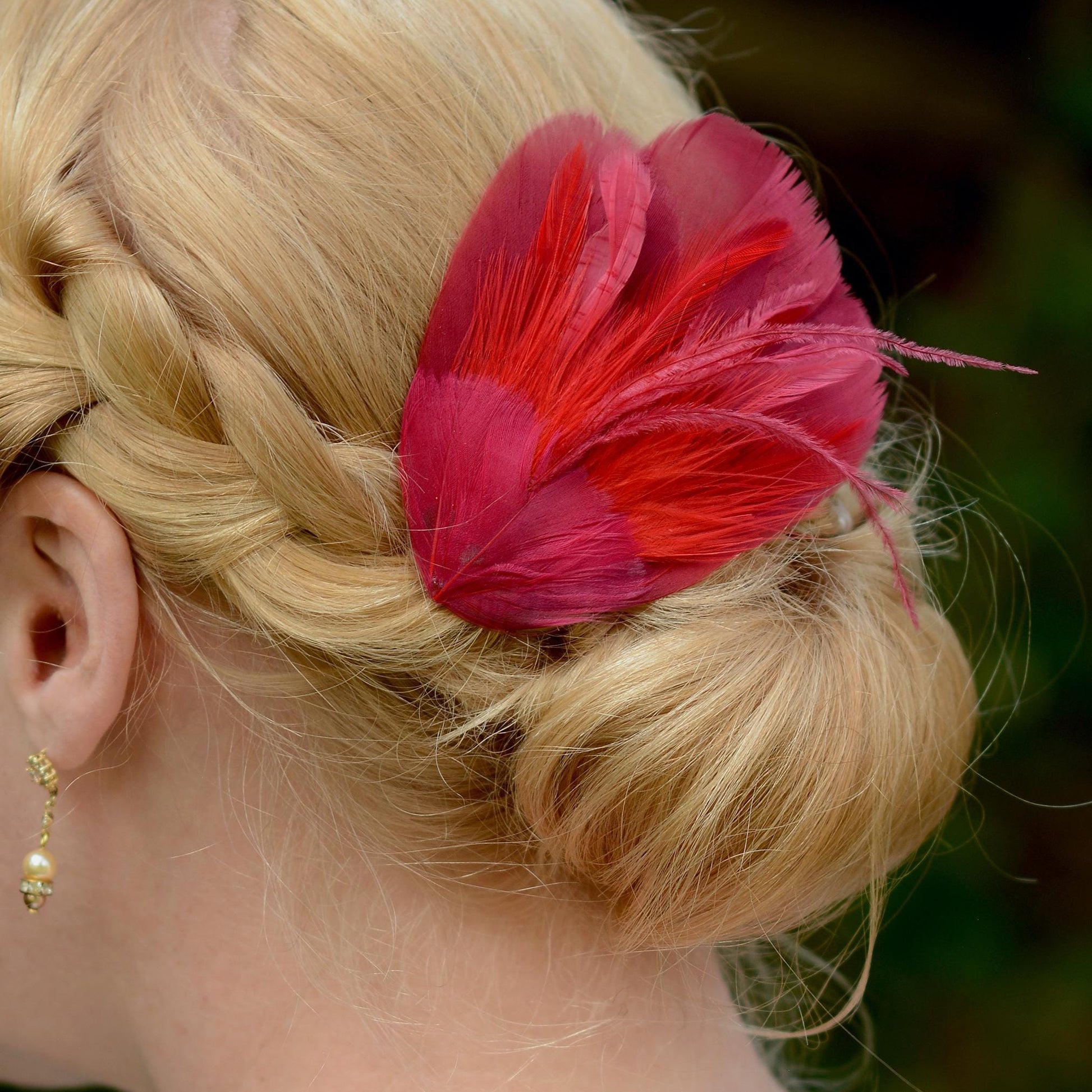 Ruby Red Feather Hair Clip Fascinator | Feather Headpiece | Bridesmaid Hair Clip | Wedding Fascinator