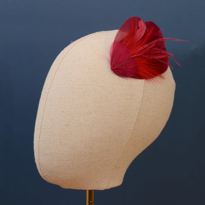Ruby Red Feather Hair Clip Fascinator | Feather Headpiece | Bridesmaid Hair Clip | Wedding Fascinator