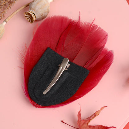 Ruby Red Feather Hair Clip Fascinator | Feather Headpiece | Bridesmaid Hair Clip | Wedding Fascinator
