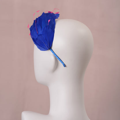Royal Blue and Hot Pink Side Perching Feather Headband