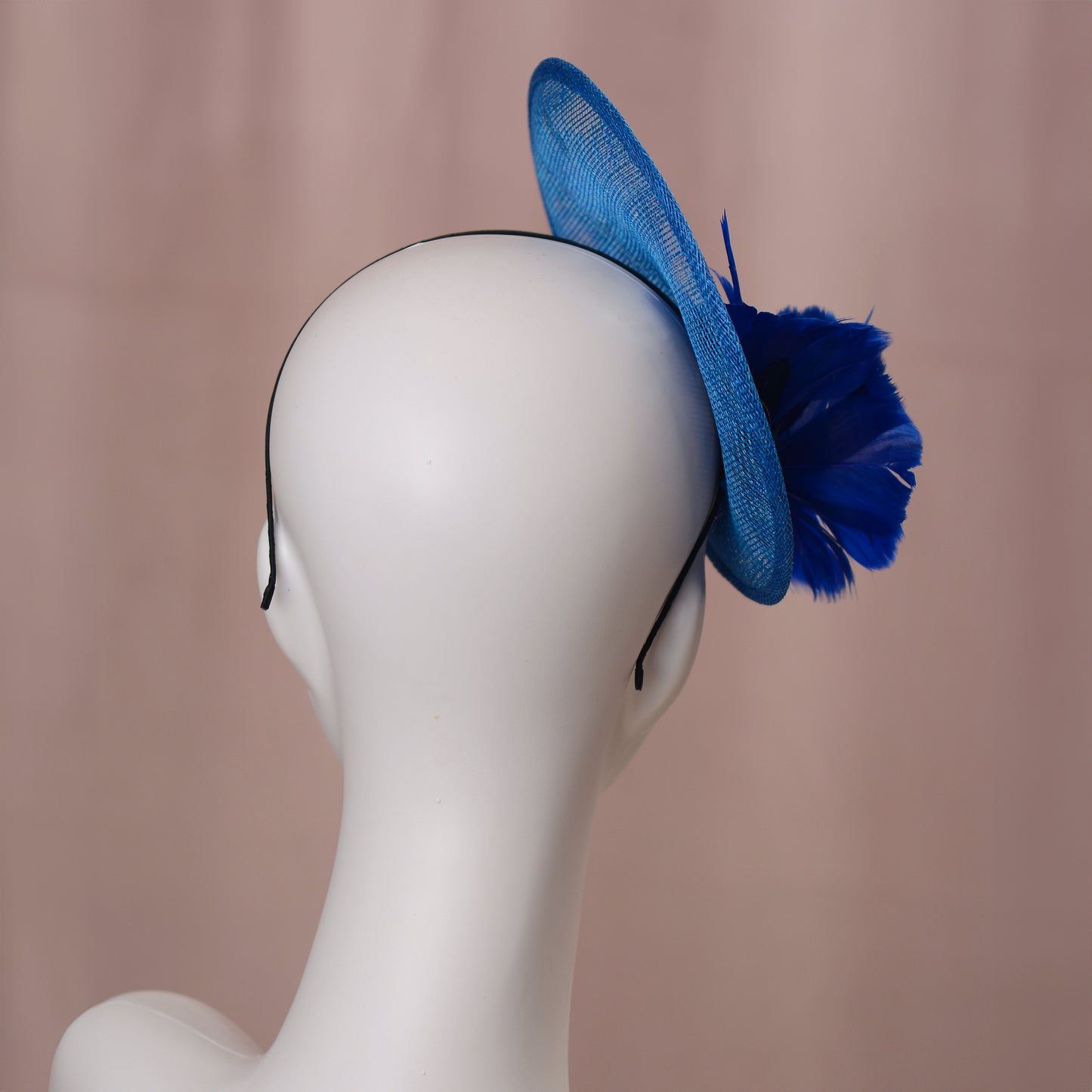 Cobalt Blue Side Perching Disc Fascinator with Gold Leafing