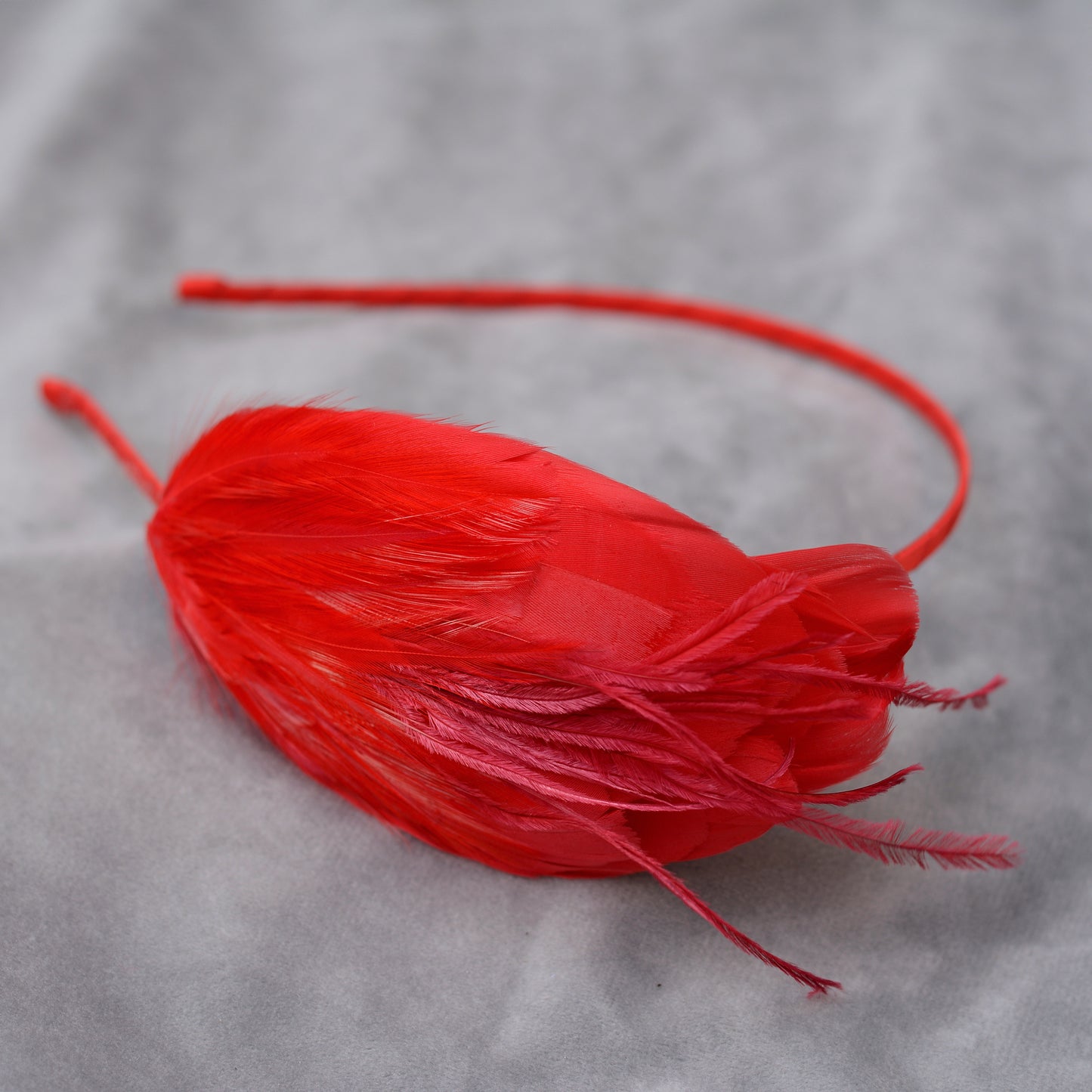 Side Perching Feather Fascinator Headband in Teal, Navy Blue, Plum, Red, Green or Black