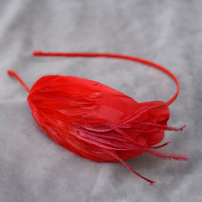 Side Perching Feather Fascinator Headband in Teal, Navy Blue, Plum, Red, Green or Black