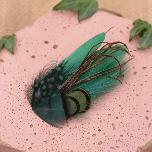 Small Green Feather Hair Clip No.003