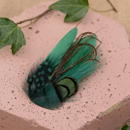 Small Green Feather Hair Clip No.003