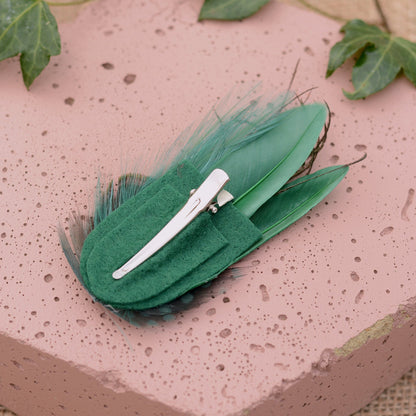 Small Green Feather Hair Clip No.003