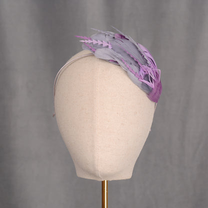 Ombre Grey and Lavender Purple Feather Fascinator Headband No.011