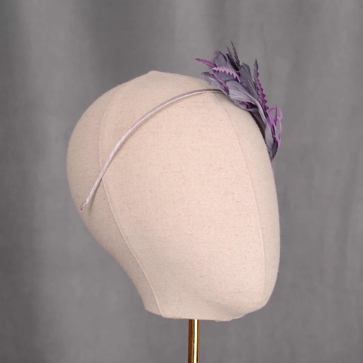 Ombre Grey and Lavender Purple Feather Fascinator Headband No.011