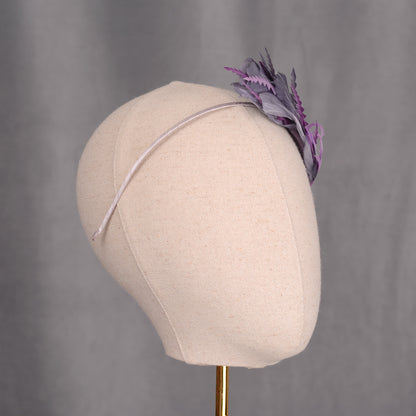 Ombre Grey and Lavender Purple Feather Fascinator Headband No.011