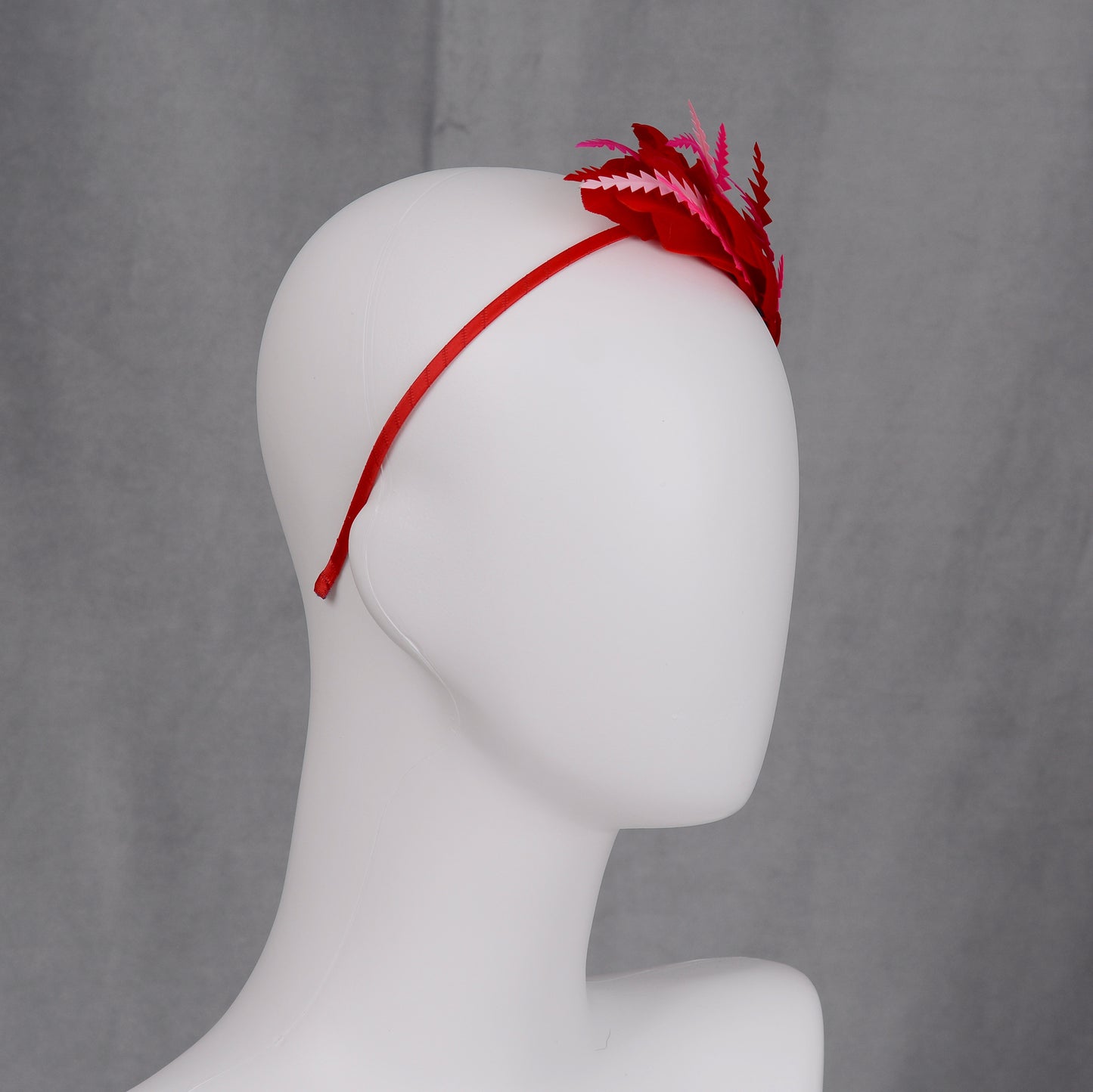 Red and Pink Feather Fascinator Headband No.013