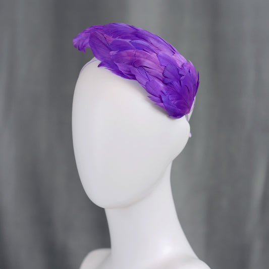 Cosmic Purple Feather Fascinator Headband No.014