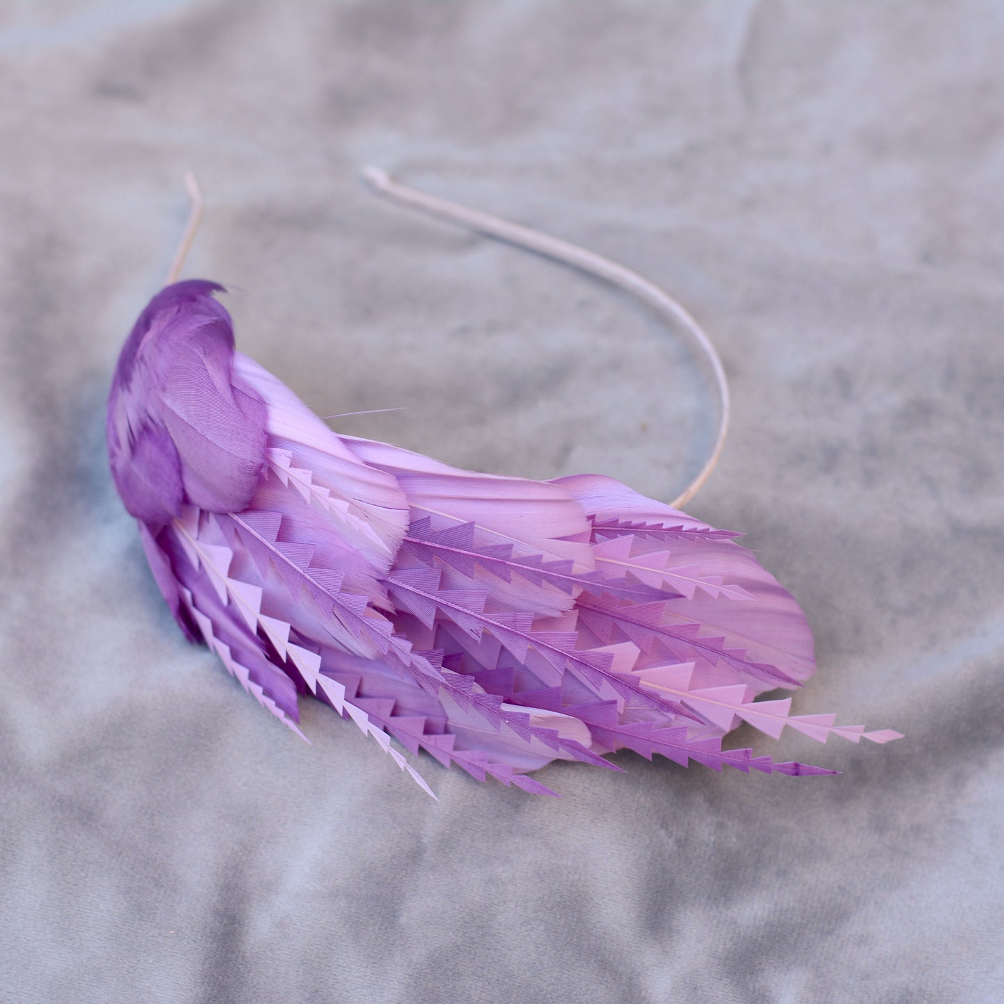 Ombre Lavender and Mauve Purple Feather Fascinator Headband No.016