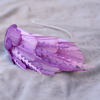 Ombre Lavender and Mauve Purple Feather Fascinator Headband No.016