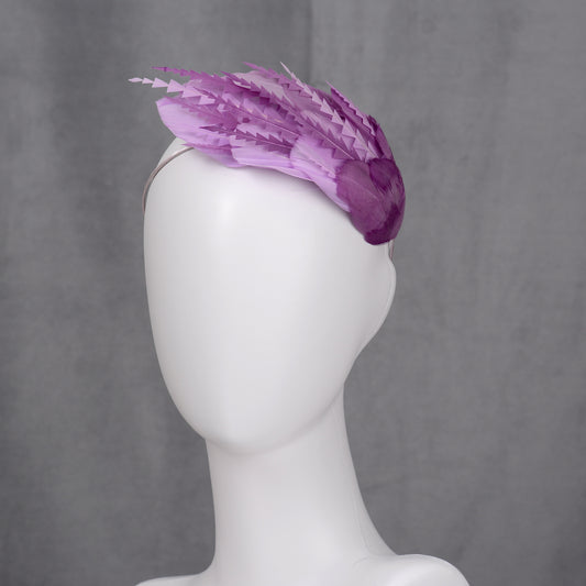 Ombre Lavender and Mauve Purple Feather Fascinator Headband No.016