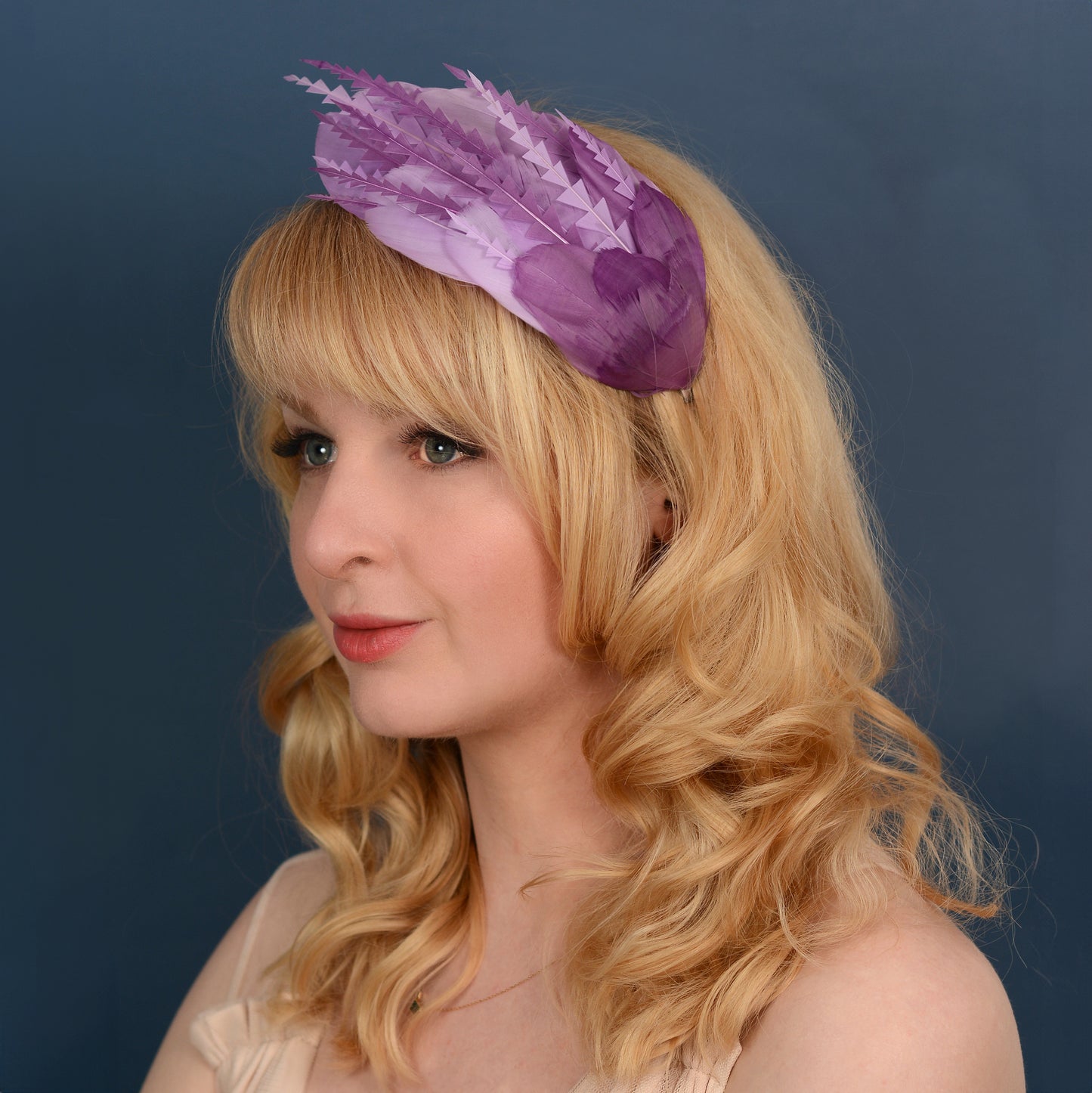 Ombre Lavender and Mauve Purple Feather Fascinator Headband No.016