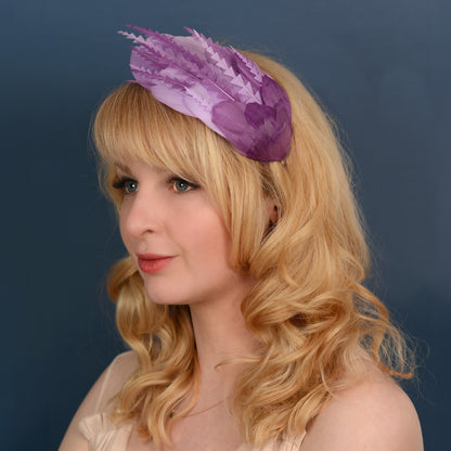 Ombre Lavender and Mauve Purple Feather Fascinator Headband No.016
