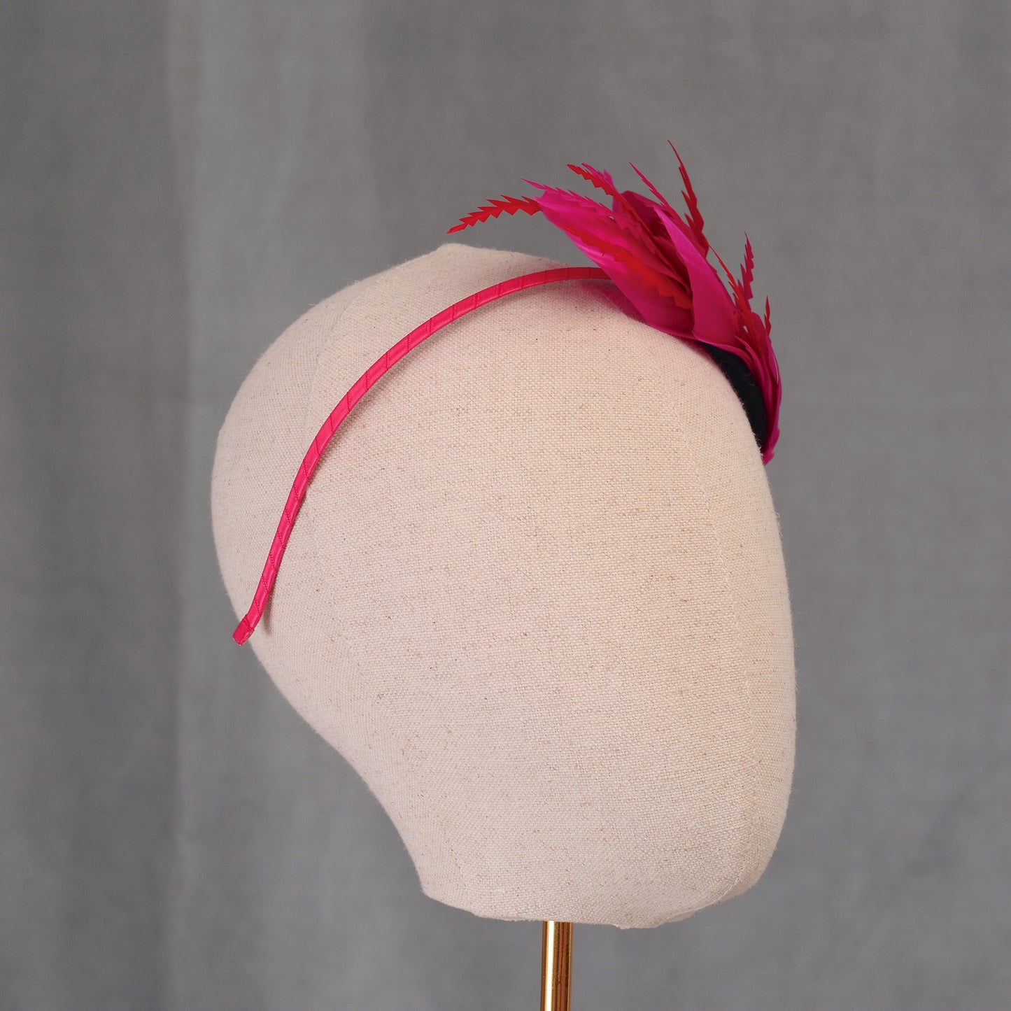 Hot Pink and Red Feather Fascinator Headband No.018