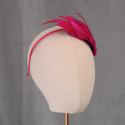 Hot Pink and Red Feather Fascinator Headband No.018