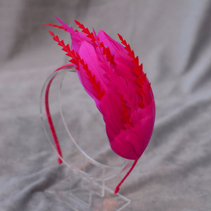 Hot Pink and Red Feather Fascinator Headband No.018