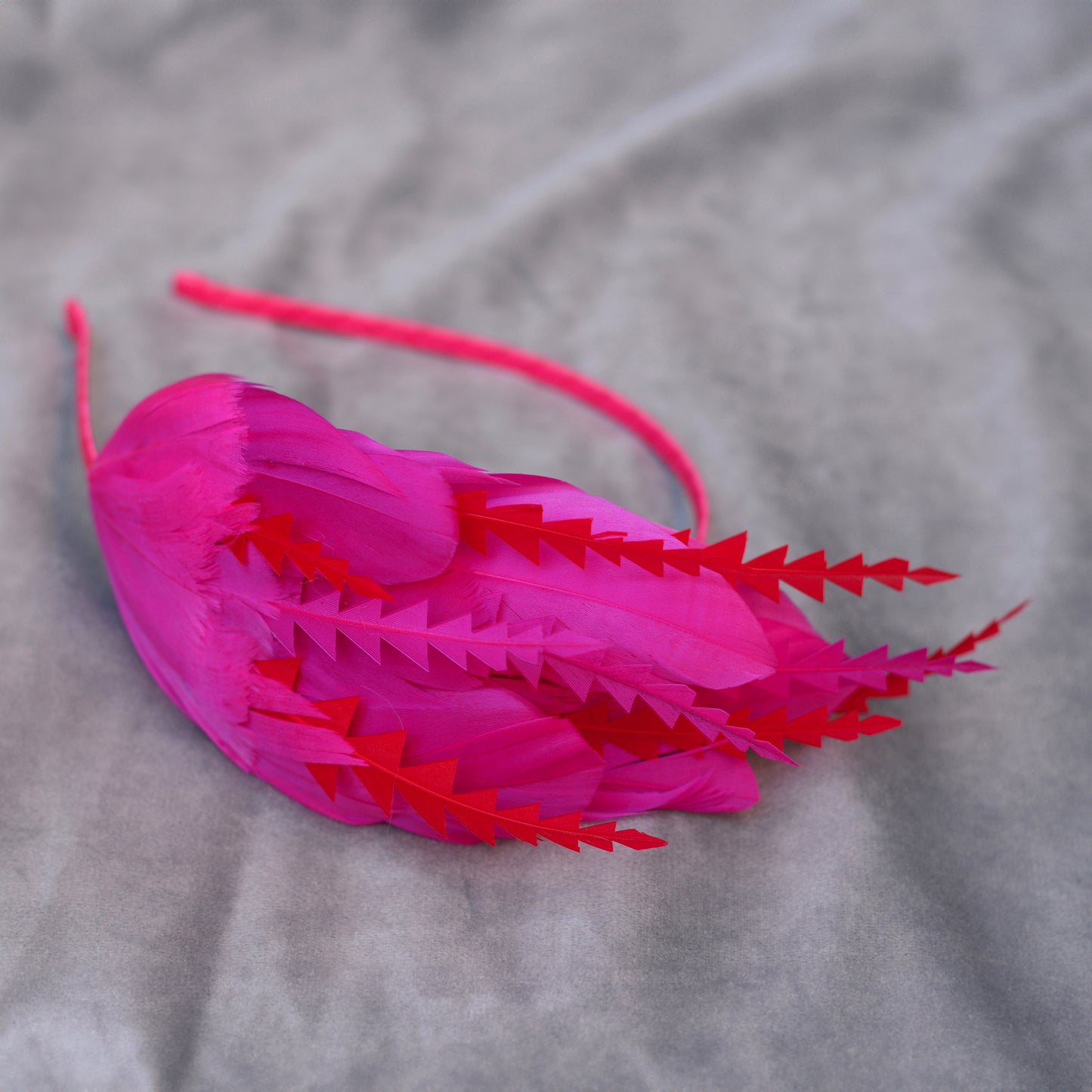 Hot Pink and Red Feather Fascinator Headband No.018