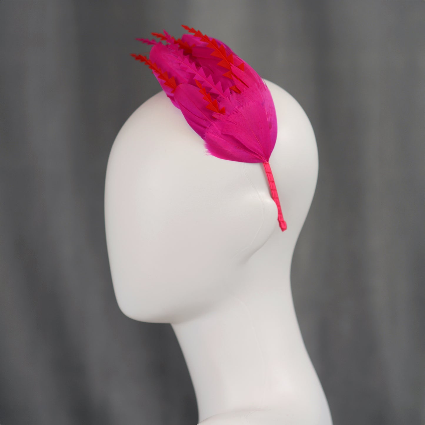 Hot Pink and Red Feather Fascinator Headband No.018