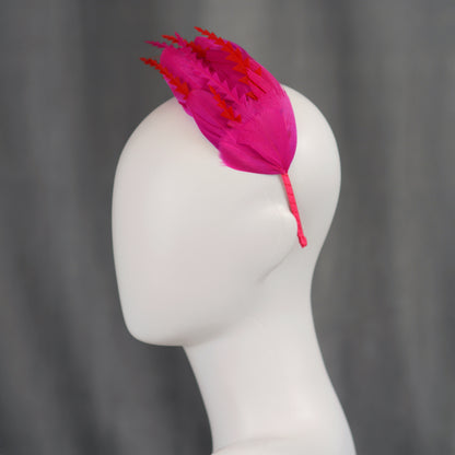 Hot Pink and Red Feather Fascinator Headband No.018