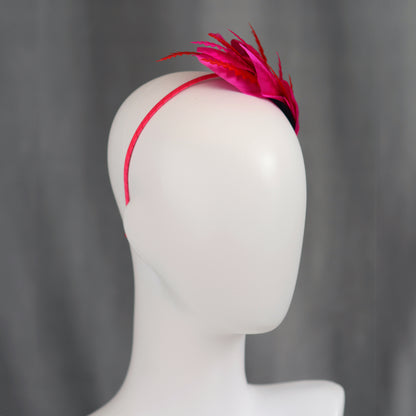 Hot Pink and Red Feather Fascinator Headband No.018