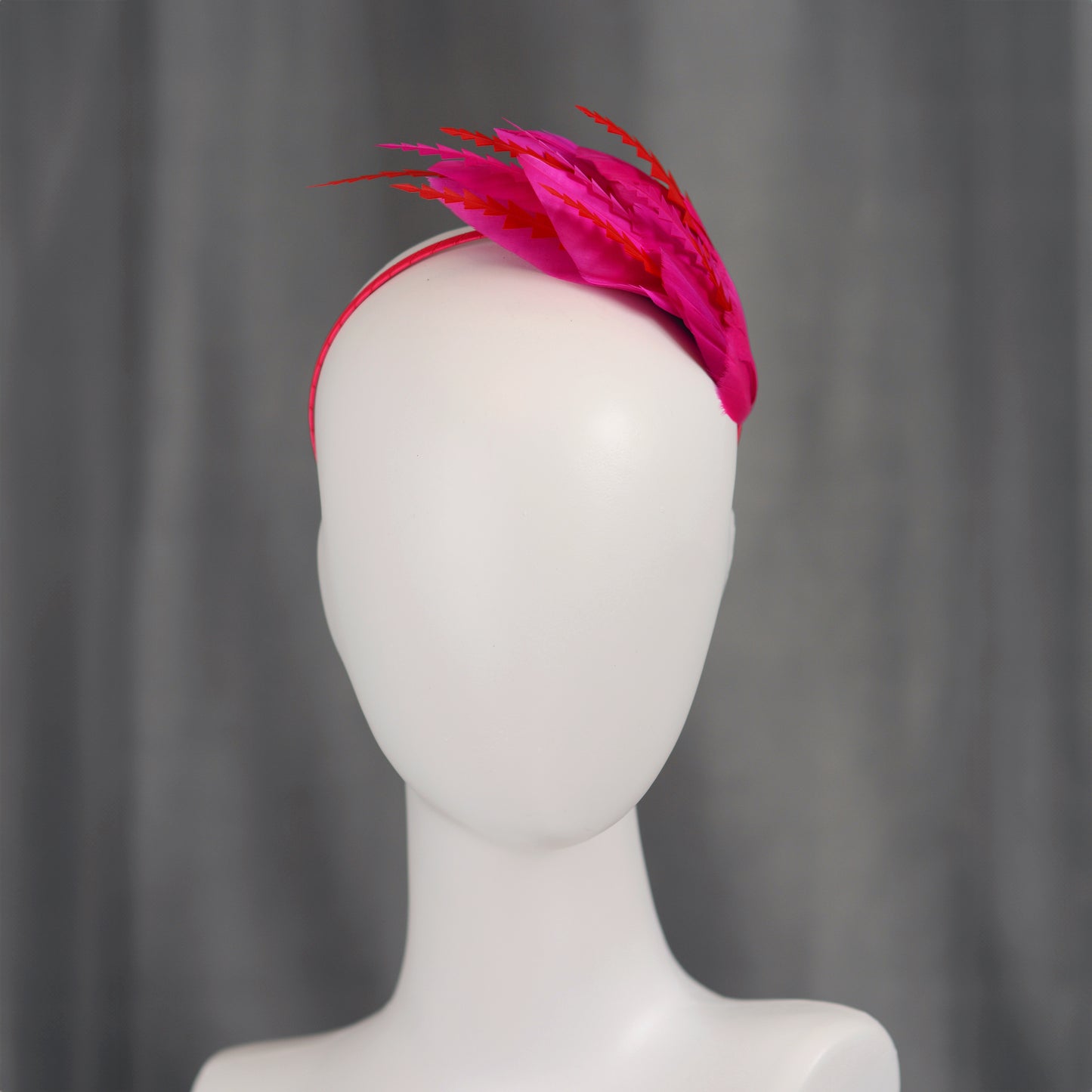 Hot Pink and Red Feather Fascinator Headband No.018