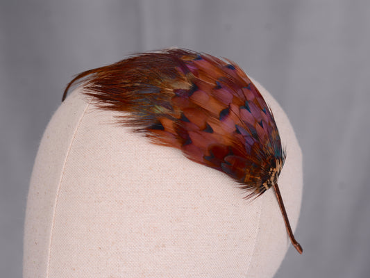 Pheasant Feather Fascinator Headband No.021 in Rich Copper and Purple